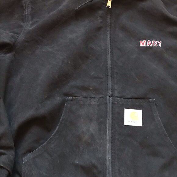 VTG Carhartt Jacket (JR115) -Mens X Large Tall Black Faded Canvas Hooded Work90s - Picture 11 of 11